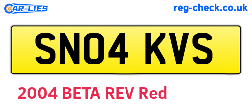 SN04KVS are the vehicle registration plates.