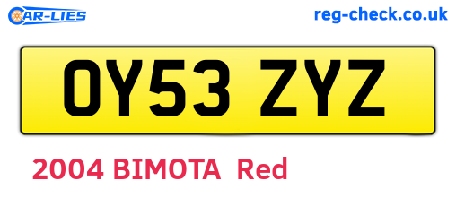 OY53ZYZ are the vehicle registration plates.
