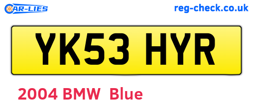 YK53HYR are the vehicle registration plates.