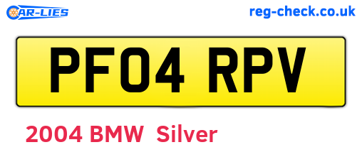 PF04RPV are the vehicle registration plates.