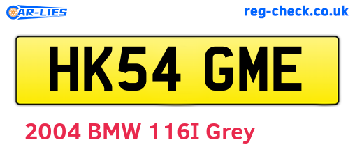 HK54GME are the vehicle registration plates.