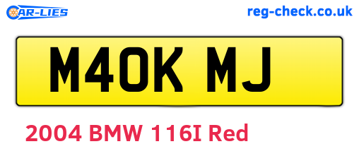 M40KMJ are the vehicle registration plates.