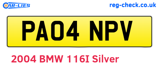PA04NPV are the vehicle registration plates.