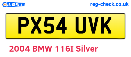 PX54UVK are the vehicle registration plates.