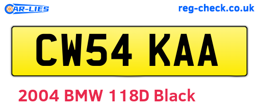 CW54KAA are the vehicle registration plates.