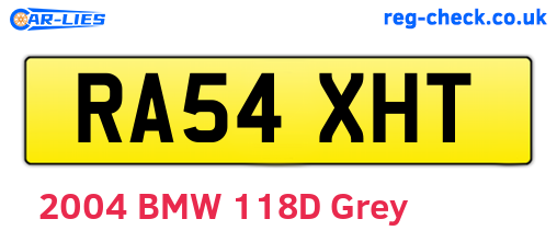 RA54XHT are the vehicle registration plates.
