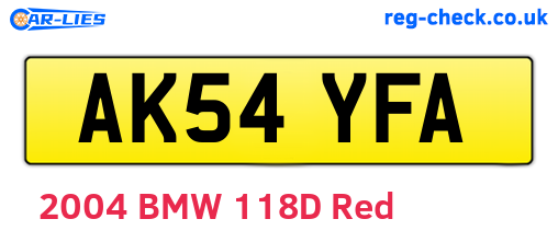 AK54YFA are the vehicle registration plates.