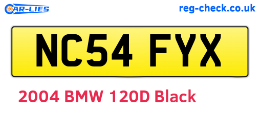 NC54FYX are the vehicle registration plates.