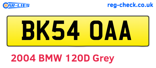 BK54OAA are the vehicle registration plates.