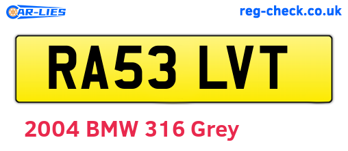 RA53LVT are the vehicle registration plates.