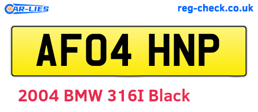 AF04HNP are the vehicle registration plates.