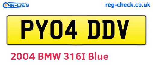 PY04DDV are the vehicle registration plates.