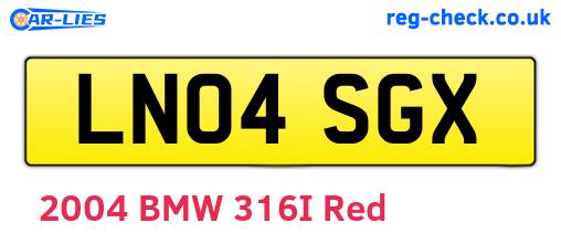 LN04SGX are the vehicle registration plates.