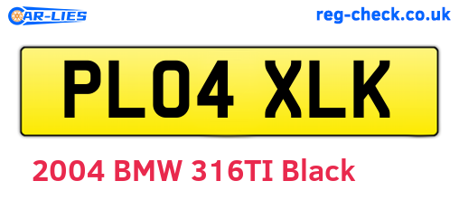 PL04XLK are the vehicle registration plates.