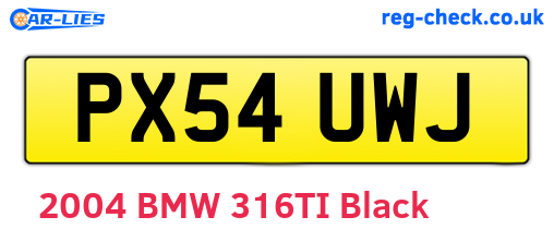 PX54UWJ are the vehicle registration plates.