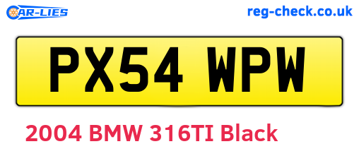 PX54WPW are the vehicle registration plates.