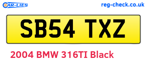 SB54TXZ are the vehicle registration plates.