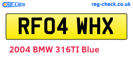 RF04WHX are the vehicle registration plates.