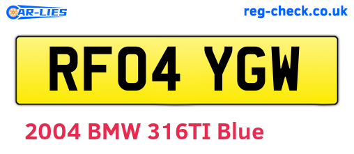 RF04YGW are the vehicle registration plates.
