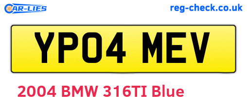 YP04MEV are the vehicle registration plates.
