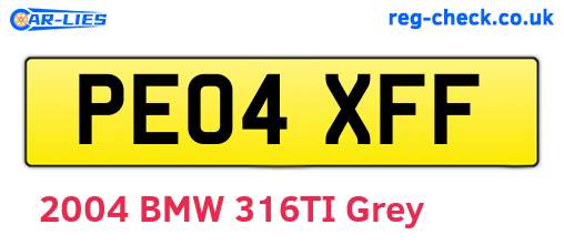 PE04XFF are the vehicle registration plates.