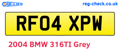 RF04XPW are the vehicle registration plates.