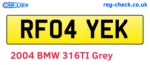 RF04YEK are the vehicle registration plates.