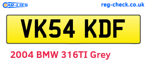 VK54KDF are the vehicle registration plates.