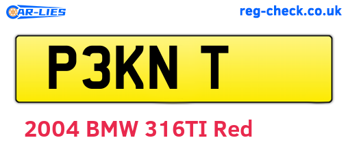 P3KNT are the vehicle registration plates.