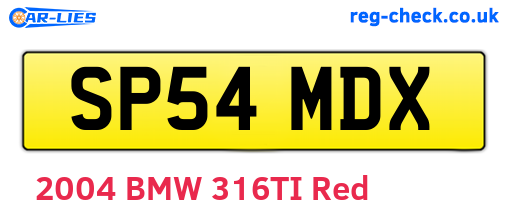 SP54MDX are the vehicle registration plates.
