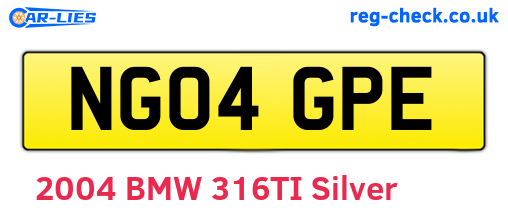 NG04GPE are the vehicle registration plates.
