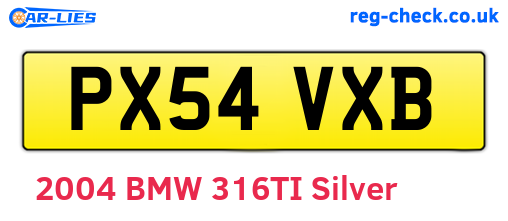 PX54VXB are the vehicle registration plates.