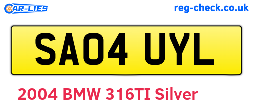 SA04UYL are the vehicle registration plates.