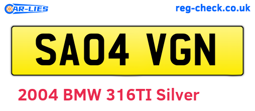 SA04VGN are the vehicle registration plates.
