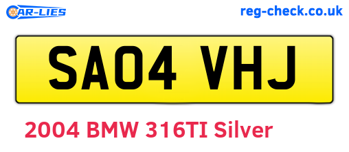 SA04VHJ are the vehicle registration plates.