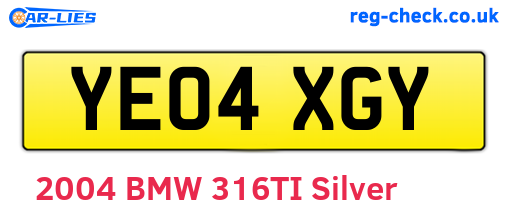 YE04XGY are the vehicle registration plates.