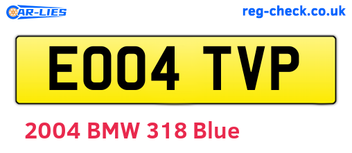 EO04TVP are the vehicle registration plates.