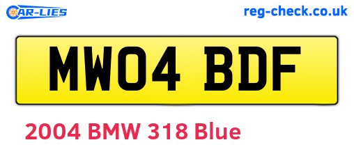 MW04BDF are the vehicle registration plates.
