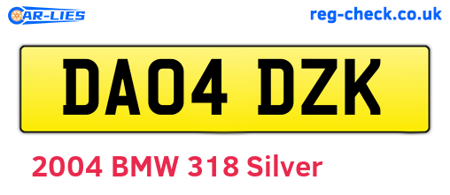 DA04DZK are the vehicle registration plates.