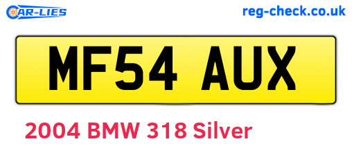 MF54AUX are the vehicle registration plates.