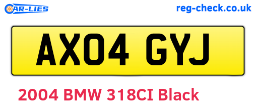 AX04GYJ are the vehicle registration plates.