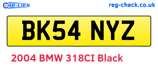 BK54NYZ are the vehicle registration plates.
