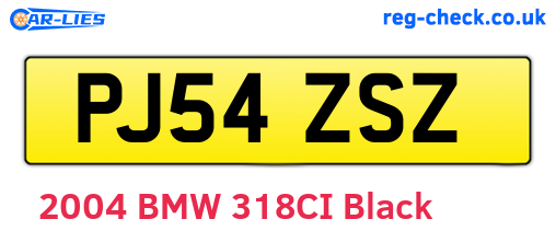 PJ54ZSZ are the vehicle registration plates.