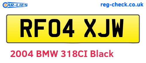 RF04XJW are the vehicle registration plates.