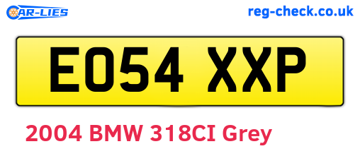 EO54XXP are the vehicle registration plates.