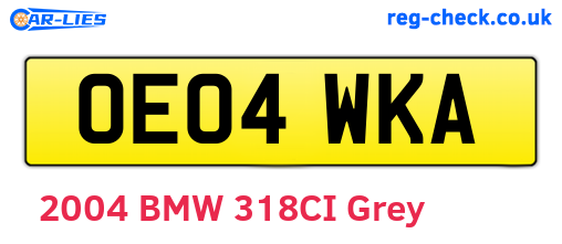 OE04WKA are the vehicle registration plates.