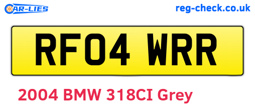 RF04WRR are the vehicle registration plates.
