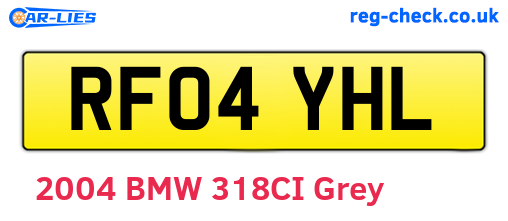 RF04YHL are the vehicle registration plates.
