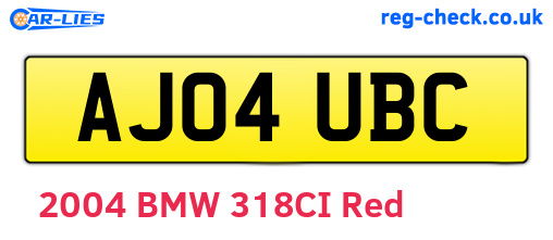 AJ04UBC are the vehicle registration plates.