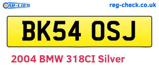 BK54OSJ are the vehicle registration plates.
